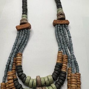 Multi Layered Earthy Tones Pottery Necklace